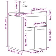Шкаф за мивка за баня с вграден умивалник и смесител Дъб сонома
