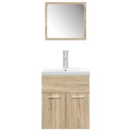 Комплект шкафове за баня от 3 части дъб сонома инженерно дърво