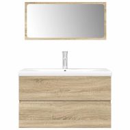 Комплект шкафове за баня от 3 части дъб сонома инженерно дърво