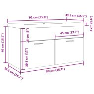 Шкаф за мивка за баня с вграден басейн Дъб артизан