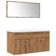 Комплект мебели за баня от 3 части Дъб артизан инженерно дърво