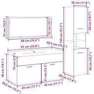 Комплект мебели за баня от 4 части Дъб артизан инженерно дърво