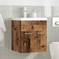 шкаф за мивка с вграден басейн и смесител Старо дърво