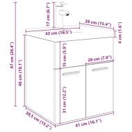 шкаф за мивка с вграден басейн и смесител Старо дърво