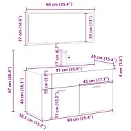 Комплект мебели за баня от 3 части Дъб артизан инженерно дърво