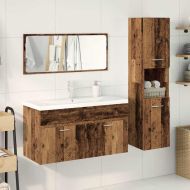 Комплект мебели за баня от 4 части старо дърво инженерно дърво