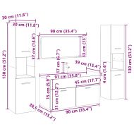 Комплект мебели за баня от 5 части старо дърво инженерно дърво