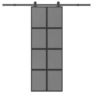 Плъзгаща се врата с обков 76x205 см Закалено стъкло&Алуминий