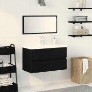 Комплект мебели за баня 3 pcs Черния дъб Инженерно дърво