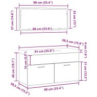 Комплект мебели за баня 3 pcs Черния дъб Инженерно дърво