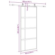 Плъзгаща се врата с комплект обков Черно 90x205 cm