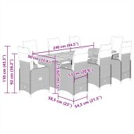Градински бистро комплект с възглавници 9 части черен полиратан