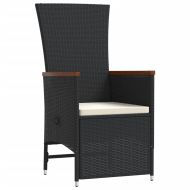 Градински трапезен комплект възглавници 9 части черен полиратан