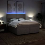 Боксспринг легло с матрак, таупе, 180x200 см, плат