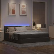 Османска легло с матрак и LED, таупе, 180x200 см, плат