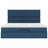 Османска легло с матрак, синьо, 160x200 см, плат