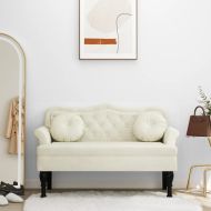 Пейка с възглавници, кремава, 120,5x65x75 см, кадифе