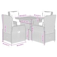 Градински трапезен комплект 5 части с възглавници сив полиратан