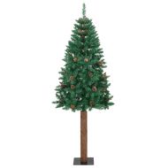 Тясно коледно дърво Зелен 180 cm ПВЦ и масивно борово дърво