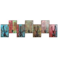 Закачалка за дрехи с 7 куки, регенерирана дървесина масив