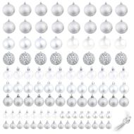 Комплект коледни топки от 100 части, 3/4/6 см, сребро
