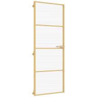 Интериорна врата златиста 76x201,5 см закалено стъкло алуминий