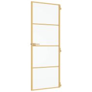 Интериорна врата златиста 76x201,5 см закалено стъкло алуминий