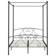 Рамка за легло с балдахин, сива, метал, 160x200 см