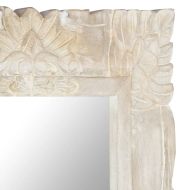 Огледало, бяло, 80x50 см, мангово дърво масив