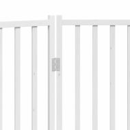 Сгъваема преграда за кучета 2 панела Бяло 160 см чам масив