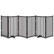 Сгъваема преграда за кучета с врата 6 панела 300 см Масивна ела