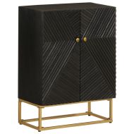 Бюфет, черен, 55x30x76 см, мангово дърво масив и желязо