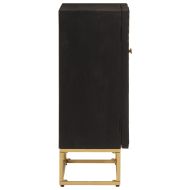 Бюфет, черен, 55x30x76 см, мангово дърво масив и желязо