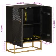 Бюфет, черен, 55x30x76 см, мангово дърво масив и желязо