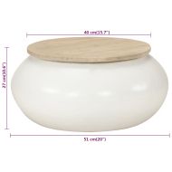 Маса за кафе, бяла, 51x51x27 см, масивно мангово дърво