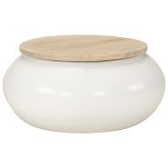 Маса за кафе, бяла, 51x51x27 см, масивно мангово дърво