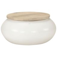 Маса за кафе, бяла, 51x51x27 см, масивно мангово дърво