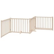Сгъваема преграда за кучета с врата 4 панела 320 см Масивна ела
