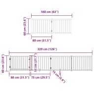 Сгъваема преграда за кучета с врата 10 панела бял 800 см топола