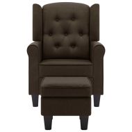 Фотьойл с табуретка за крака, кафяв, текстил