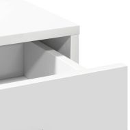 Тоалетка с огледални светлини с рафт 2 pcs Бяло Инженерно дърво