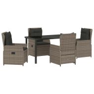 Комплект за хранене в градината 5 pcs Сив полиратан