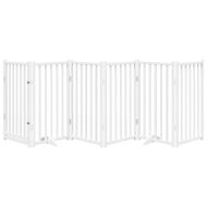 Сгъваема преграда за кучета с врата 6 панела 300 см Масивна ела