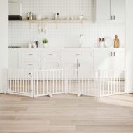 Сгъваема преграда за кучета с врата 4 панела 320 см Масивна ела