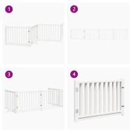 Сгъваема преграда за кучета с врата 4 панела 320 см Масивна ела