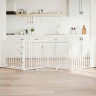 Сгъваема преграда за кучета с врата 4 панела 320 см Масивна ела