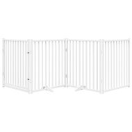 Сгъваема преграда за кучета с врата 4 панела 320 см Масивна ела