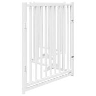 Сгъваема преграда за кучета с врата 4 панела 320 см Масивна ела