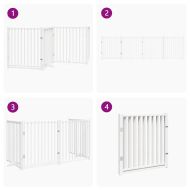 Сгъваема преграда за кучета с врата 4 панела 320 см Масивна ела