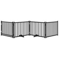 Сгъваема преграда за кучета с врата 4 панела 320 см Масивна ела